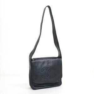 CHANEL One Shoulder Bag Logo Black Lambskin